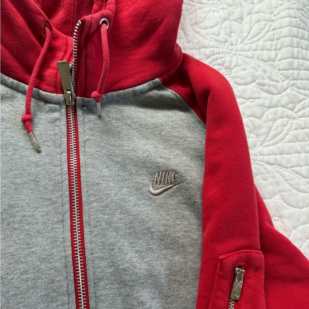 Nike Red and Grey Hoodie